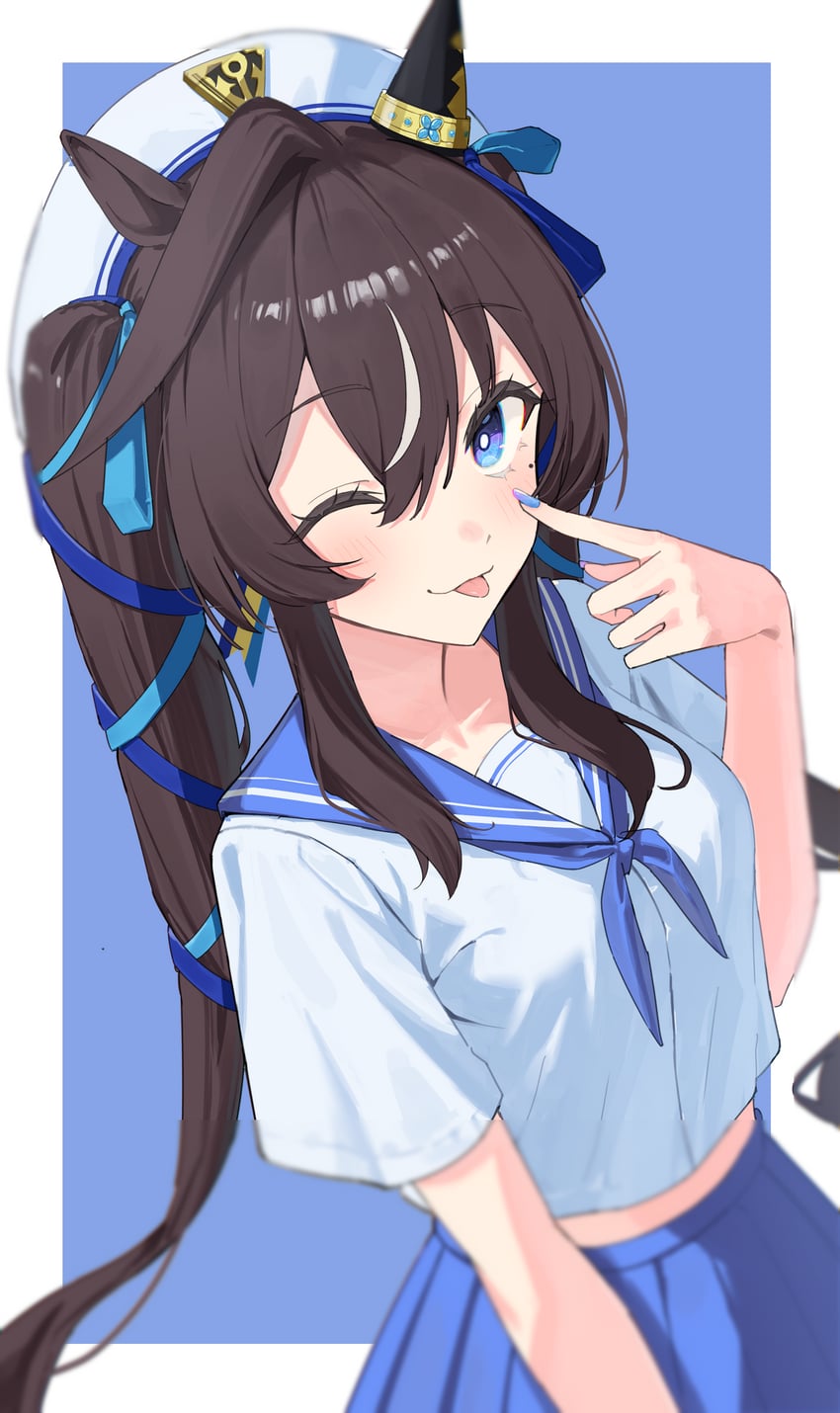 赛马娘、维布罗斯 (赛马娘) 1名女孩 替换服装 兽耳 贝雷帽 黑发
