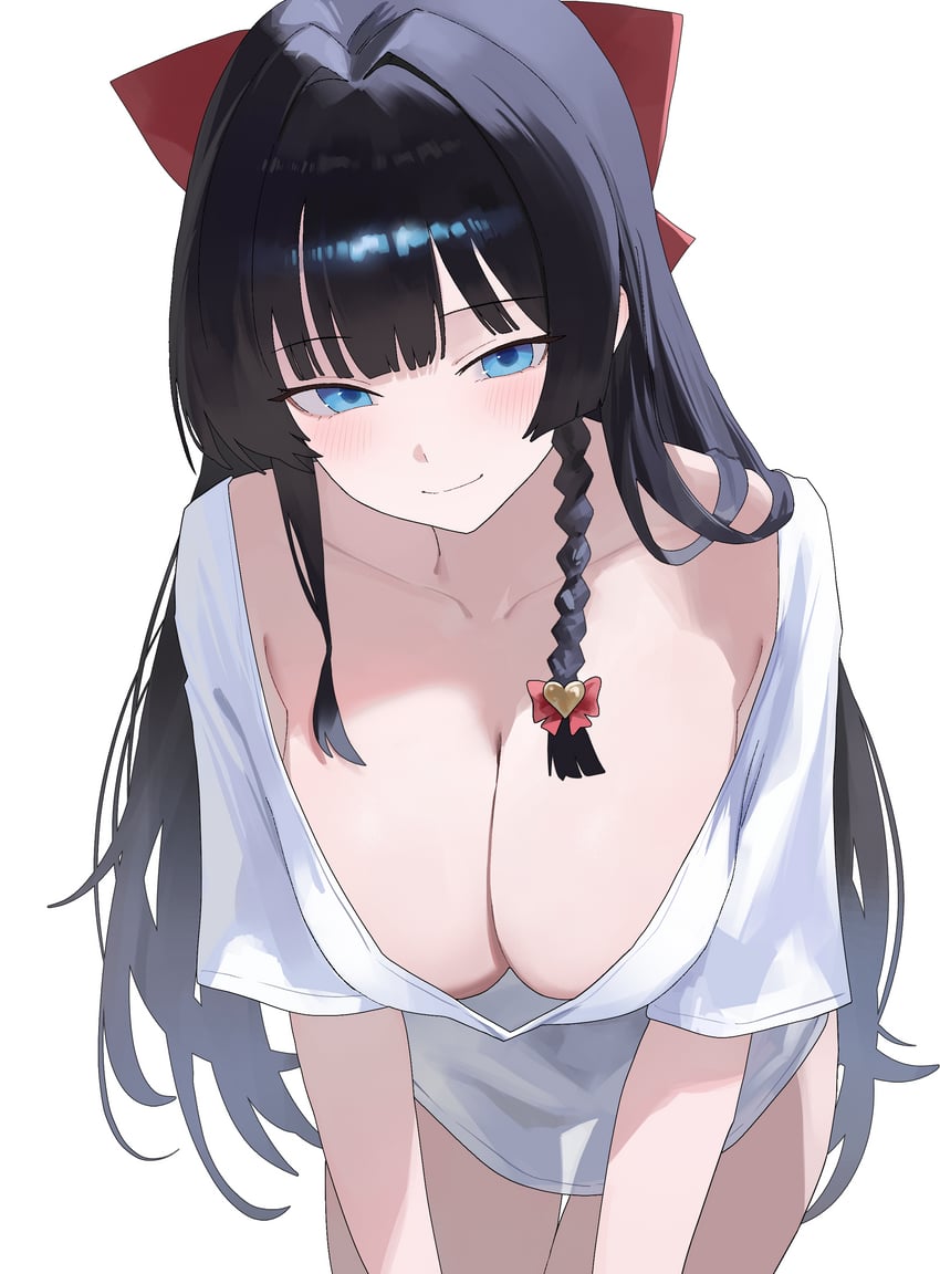 Stellive、白雪雏 1名女孩 腋窝褶皱 黑发 蓝眼 蝴蝶结