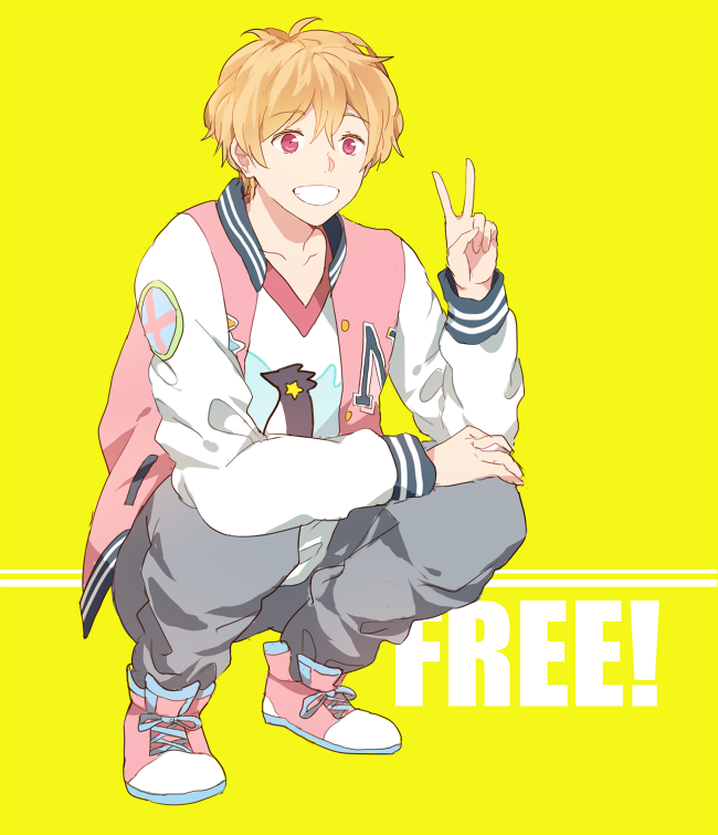 Free!、叶月渚 1名男孩 锁骨 版权名 全身 灰色裤子