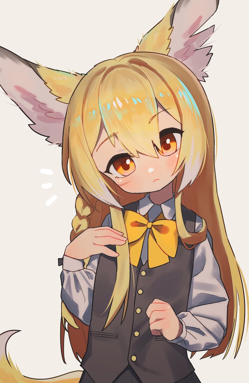 明日方舟、铃兰 (档案名) 1名女孩 :< 幼化 兽耳 黑色马甲