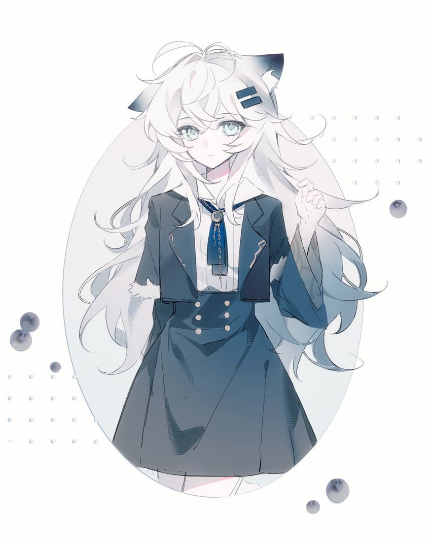 明日方舟、拉普兰德 (明日方舟)、拉普兰德 (幼年) (明日方舟) 1名女孩 幼化 兽耳毛 兽耳 黑色夹克