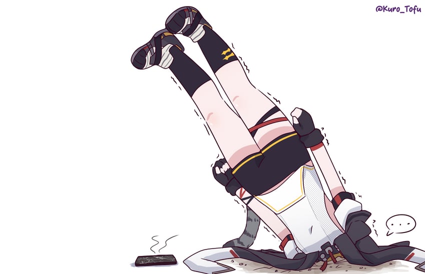 明日方舟、明日方舟：终末地、糖糖 (明日方舟) ... 1名女孩 黑色手套 黑色短裤 黑袜