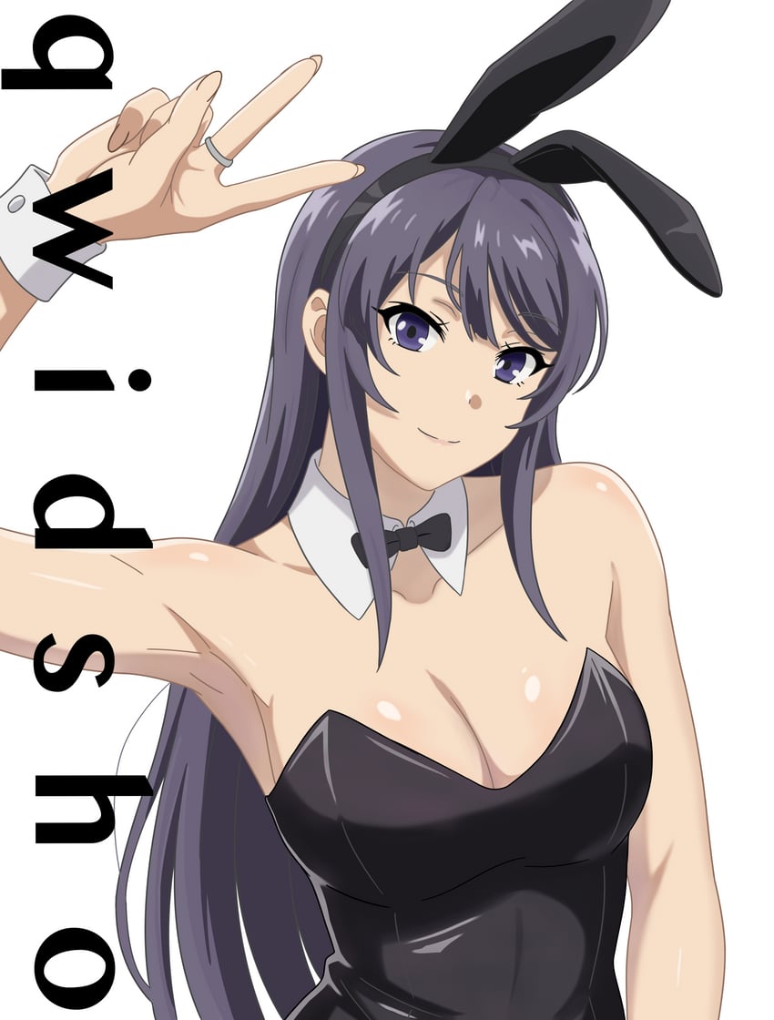 原创、青春猪头少年系列、樱岛麻衣 1名女孩 兽耳发箍 兽耳 黑色蝴蝶结 黑色紧身连体衣