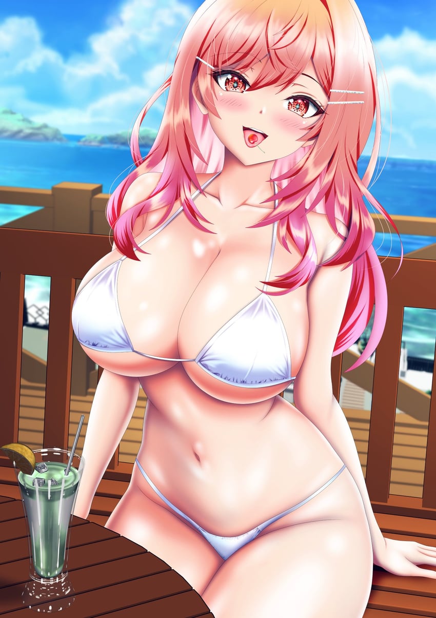Hololive、hololive DEV_IS、一条莉莉华 1名女孩 海滩 比基尼 乳房 糖果
