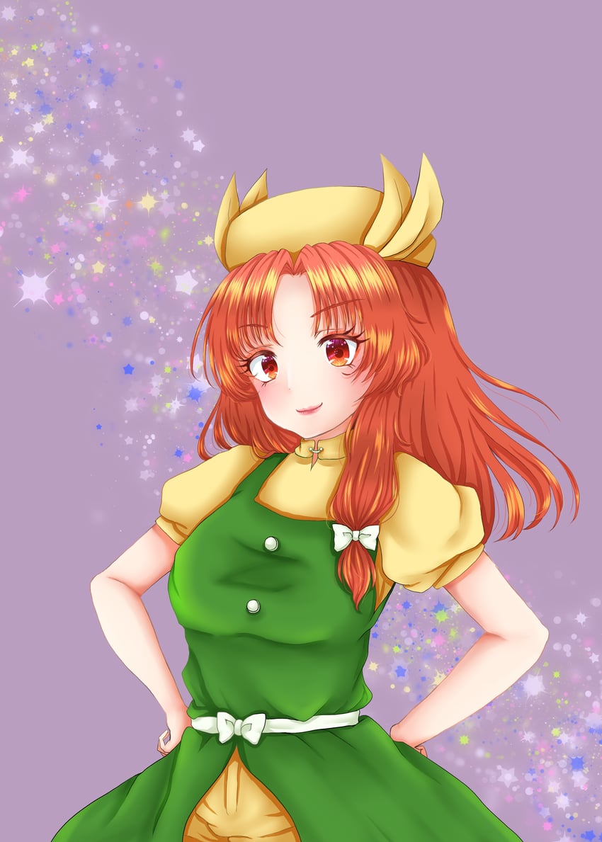 东方Project、东方Project (PC-98)、奥莲姬 1名女孩 蝴蝶结 连衣裙 睫毛 绿色连衣裙