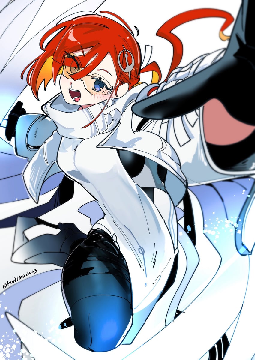 Fate/Grand Order、Fate系列、青春之鹤 (Fate) 1名女孩 黑色连体衣 黑色手套 蓝眼 脸红