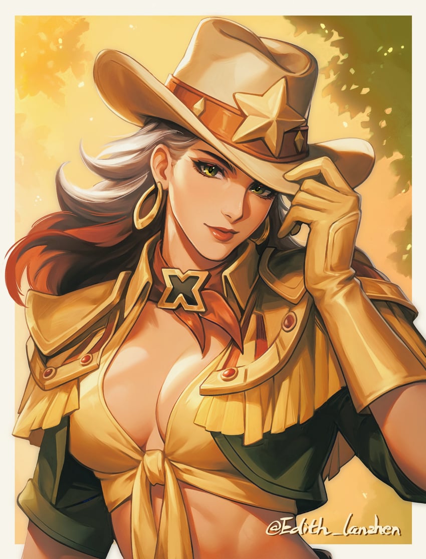 漫威、X战警、rogue (starlit rebel) (x-men) 1名女孩 乳房 棕发 乳沟 牛仔帽