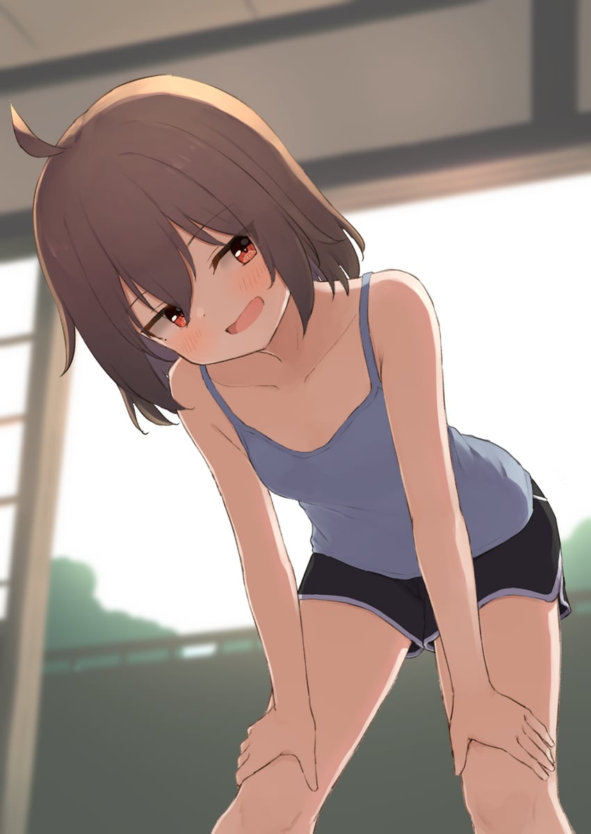 原创、遥 (Centi Mnkt) 1名女孩 呆毛 露肩 黑色短裤 模糊
