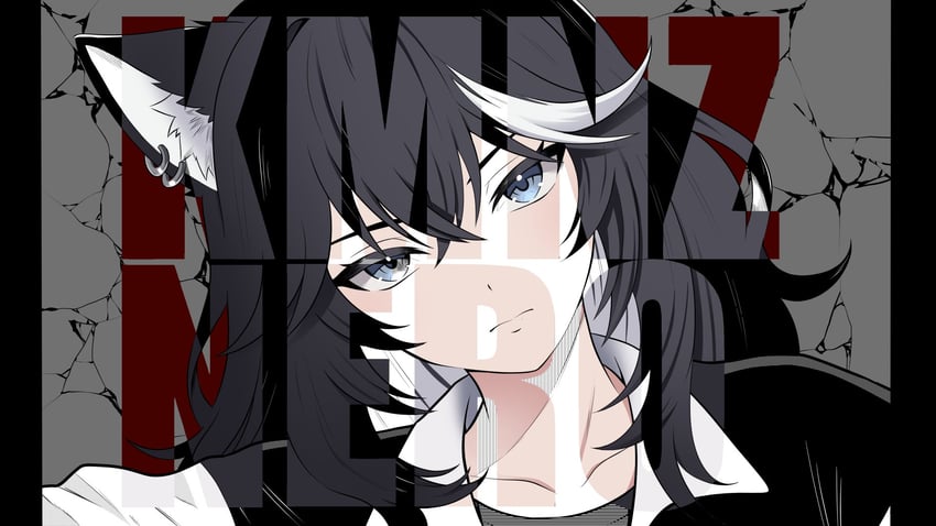 KMNZ、Nero (KMNZ) 1名女孩 兽耳毛 兽耳穿孔 兽耳 黑发