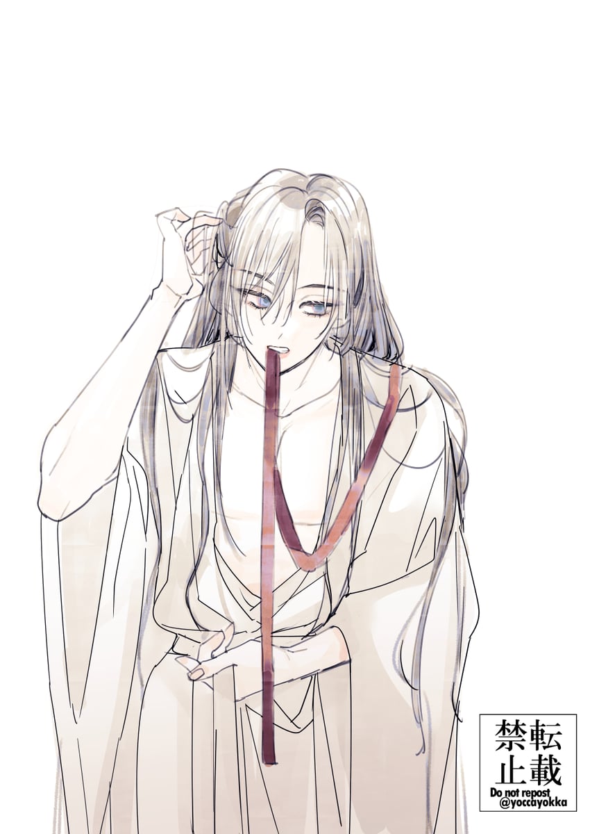 魔道祖师、魏无羡 1名男孩 整理头发 不同发型 裸露胸肌 美少年