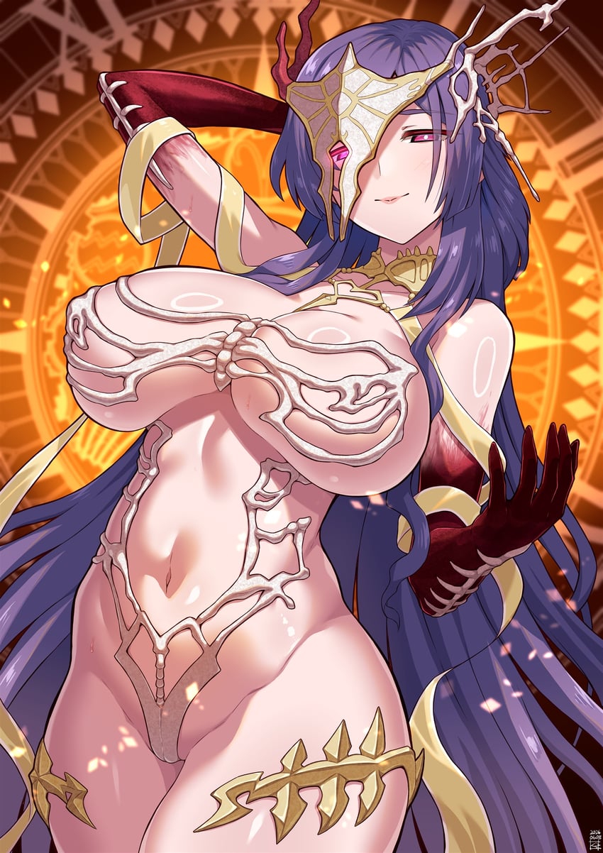 Fate/Grand Order、Fate系列、urd (fate) 1名女孩 举手 露肩 脸红 乳房