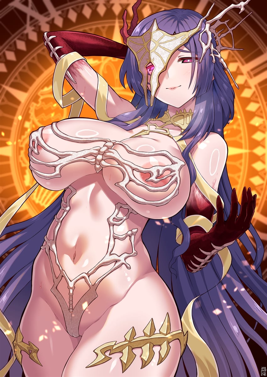Fate/Grand Order、Fate系列、urd (fate) 1名女孩 露乳晕 举手 露肩 脸红