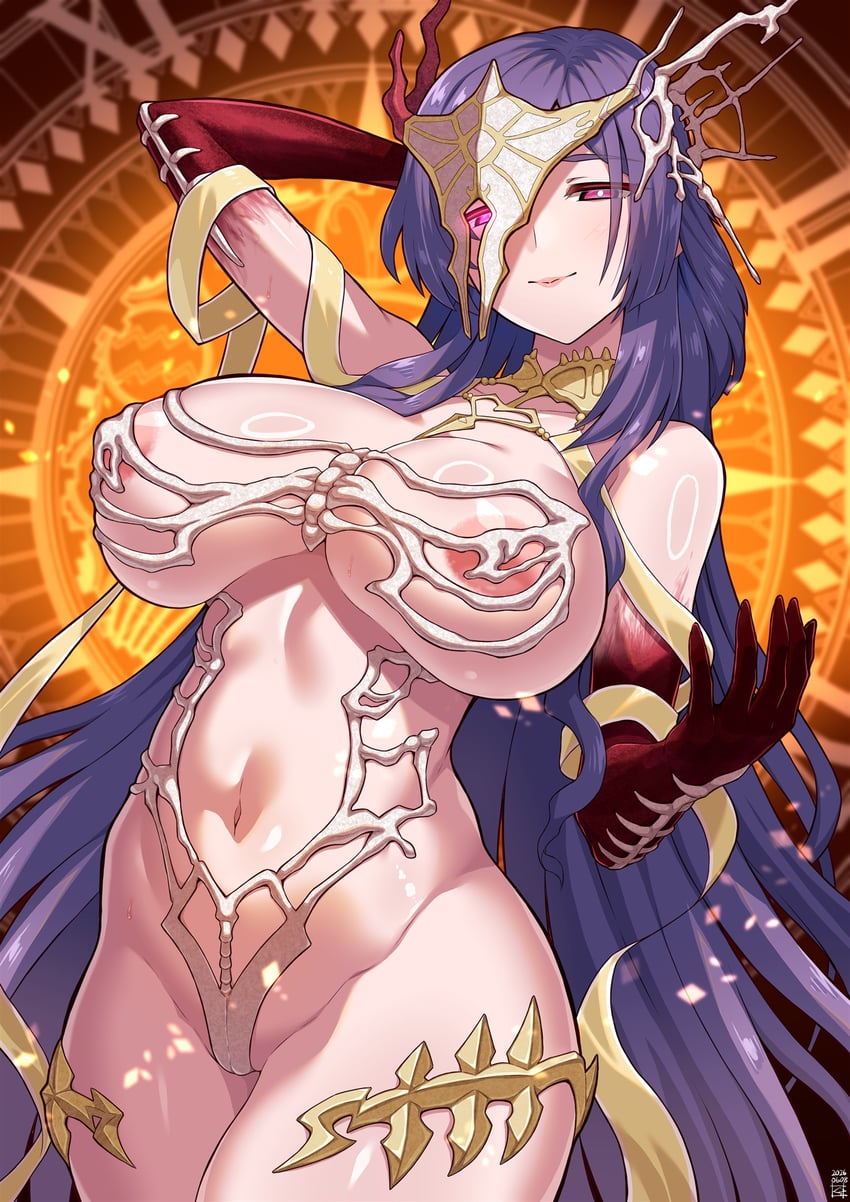 Fate/Grand Order、Fate系列、urd (fate) 1名女孩 露乳晕 举手 露肩 脸红