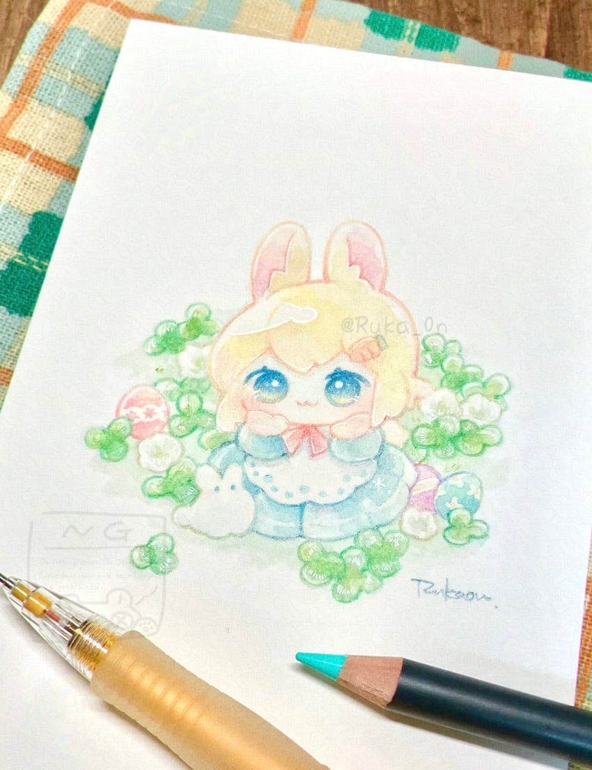 原创 1名女孩 猫脸笑 动物 兽耳 围裙
