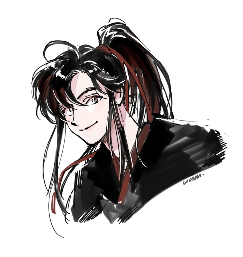 魔道祖师、魏无羡 1名男孩 呆毛 作者名 黑发 黑色汉服