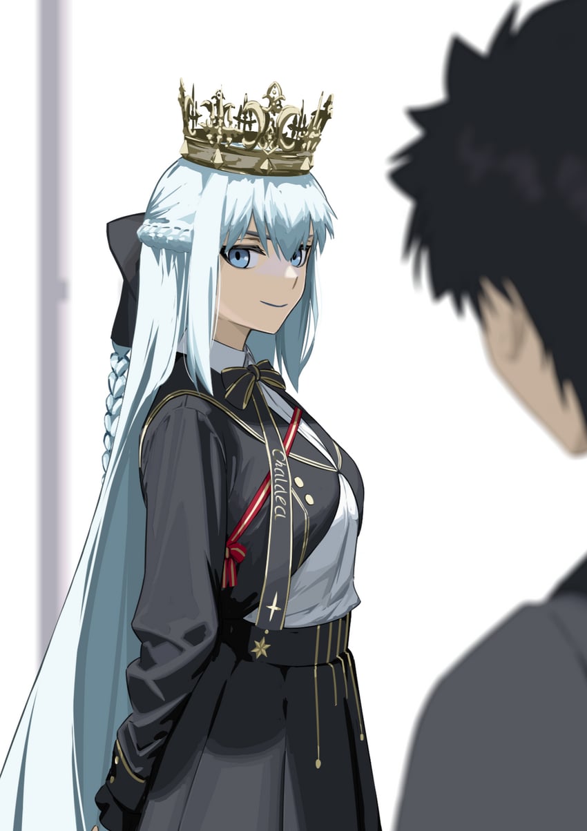 Fate/Grand Order、Fate系列、藤丸立香 (男) 1名女孩 黑色蝴蝶结 黑发 黑色夹克 黑色长袍