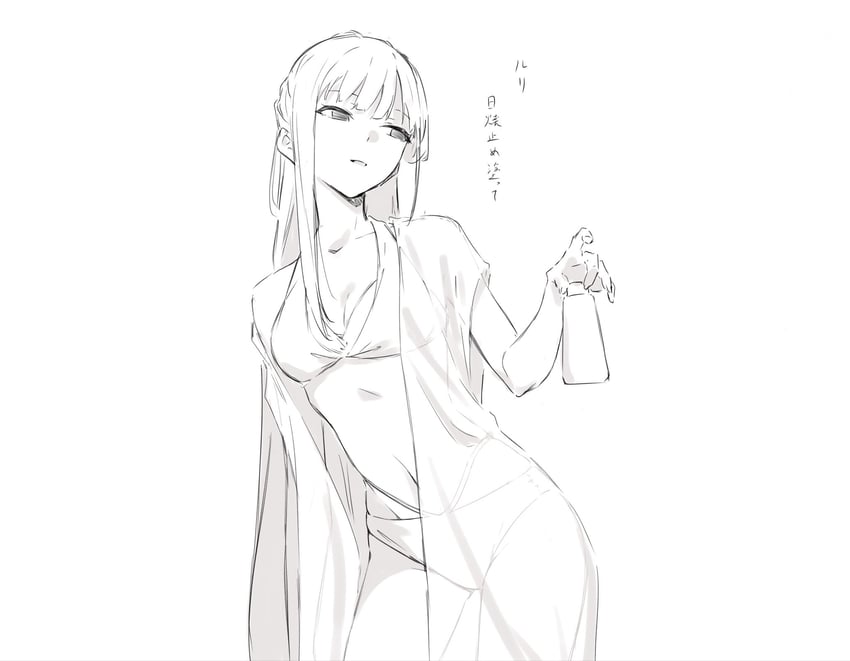 原创、矢筈扉 1名女孩 比基尼 灰度 标志 单色