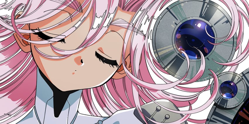 原创、rin-chan (yo-co) 90年代风格 1名女孩 机器人 闭眼 闭嘴