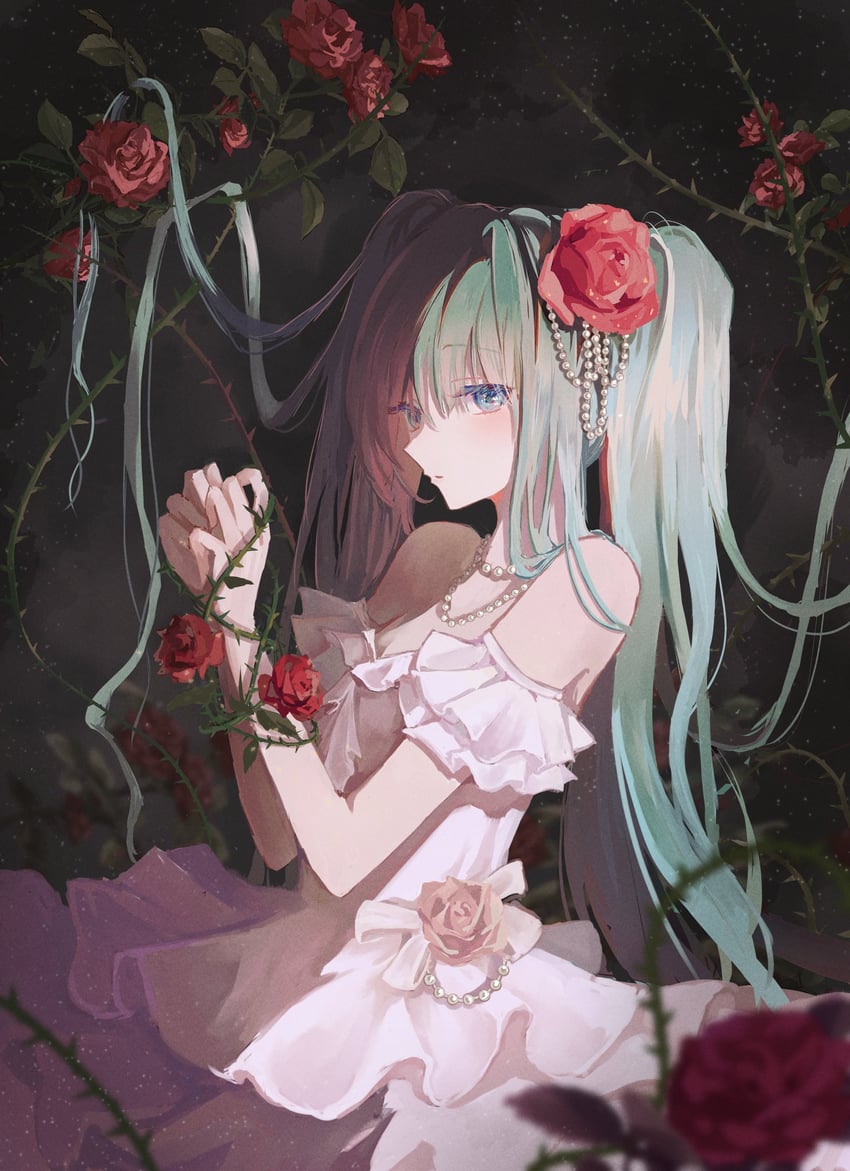 VOCALOID、初音未来 1名女孩 露肩 BDSM 蓝眼 束缚