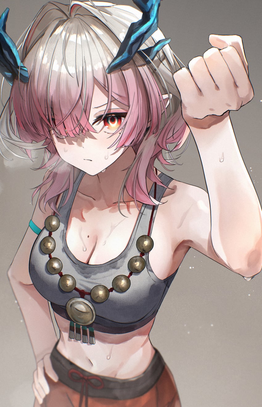 明日方舟、明日方舟：终末地、弥伏 (明日方舟) 1名女孩 替换服装 臂带 举手 珠子项链